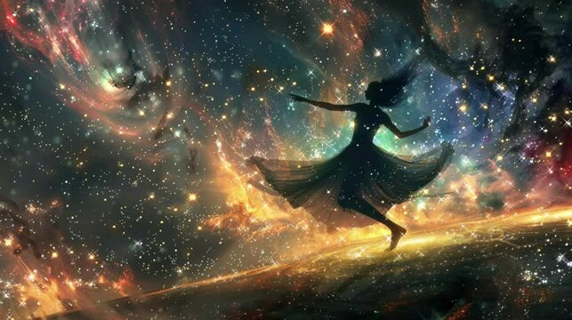 Graceful Dance Among Stars: Celestial Ballet in Cosmic Wonderland