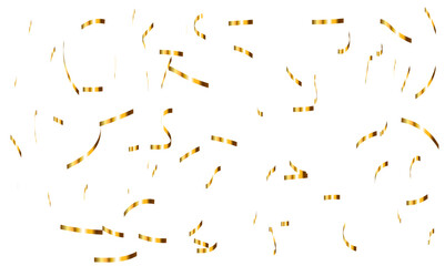 Doted and confetti golden glitter on transparent background. Shiny glittering dust. Gold glitter sparkle confetti that floats down falling. Vector illustration.