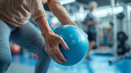 Senior Patient Engaging in Rehabilitation Exercises with Copy Space for Text