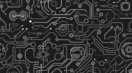Fototapeta premium Abstract Circuitry Pattern in Black and White