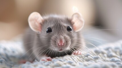 Five day old baby rat in the background