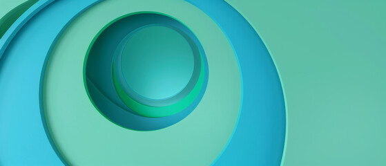 Obraz premium Abstract concentric circles in shades of sea green and teal, creating a hypnotic pattern reminiscent of modern, minimalist art.