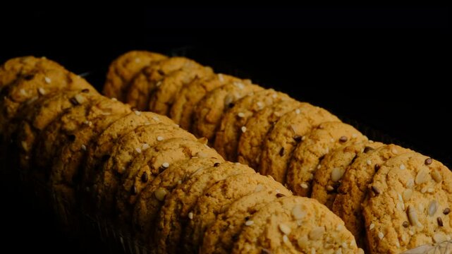 cookies in close-up on a black background