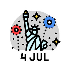 independence day july usa holiday color icon vector. independence day july usa holiday sign. isolated symbol illustration