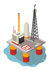 Fototapeta premium Offshore oil rig for drilling oil and extracting petroleum in the energy industry