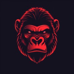 Eye-Catching Gorilla Face Logo, Symbolizes Strength and Determination, Ideal for Sports Brands and Fitness Clubs, Emphasizes Power and Resilience