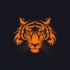 Fototapeta premium Intense Tiger Face Logo, Evokes Strength and Fearlessness, Ideal for Adventure Gear and Outdoor Brands, Emphasizes Powerful Silhouette and Dynamic Design