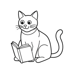 Study Cat Silhouette Vector with White background