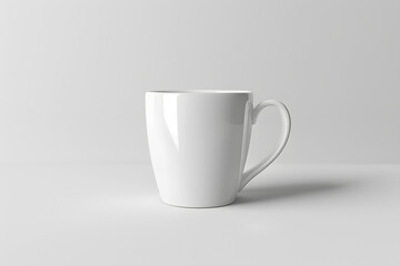 Blank coffee mug mockup with distinct handle on white background for branding.