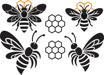 Hand Drawn Bee Silhouette Vector illustration