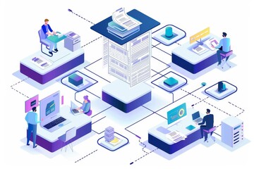 automated Document Workflow Systems, Depict the efficiency of automated document workflow systems with an image showcasing automated processes such as document routing and approval