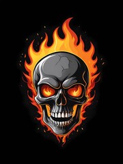 crack head skull in fire effect