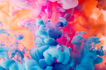 Vivid swirls of pink, blue, and purple ink creating a mesmerizing abstract design, evoking a sense of creativity and imagination.