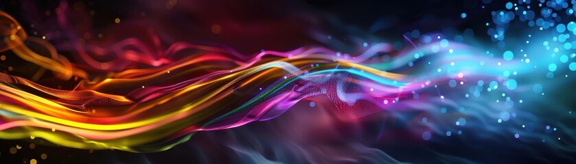 A Close-up Shot of a Blended profile auroras, flowing ethnic light shows