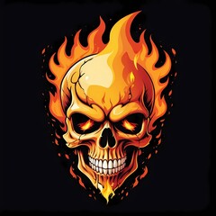 crack head skull in fire effect