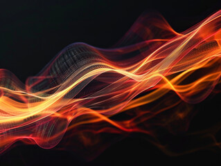 Obraz premium Abstract Light Waves on Black, Generative AI Illustration