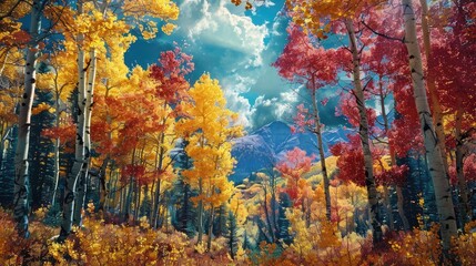 Colorful foliage painting landscapes with natural beauty