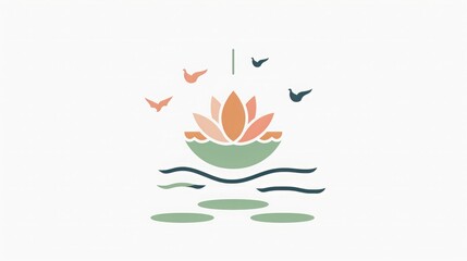 Serene Health Retreat Logo, Emphasizes Tranquility and Natural Beauty, Designed for Yoga Studios and Therapeutic Spas, Showcases Calming Imagery