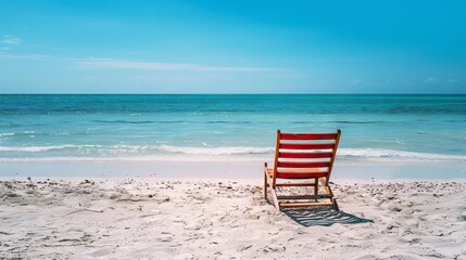 Lonely one beach chair in a empty beach summer