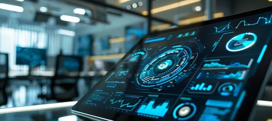 High-Tech Digital Tablet Displaying Technical Skills Module in a Modern Office Setting for Professional Use