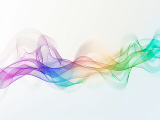 Abstract Light Waves on White, Generative AI Illustration