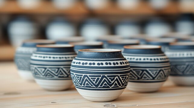Techniques, traditional pottery making with intricate designs, artisanal craftsmanship, Watercolor style