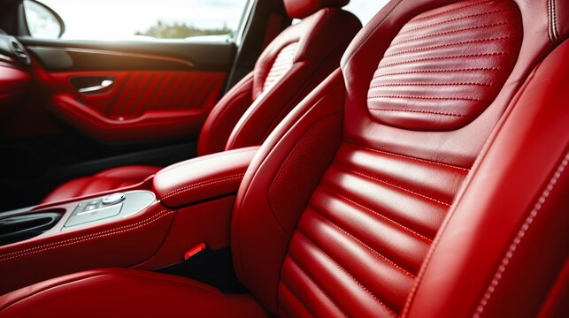 Quality, luxury car interior with fine leather and precise stitching, premium craftsmanship, Watercolor style