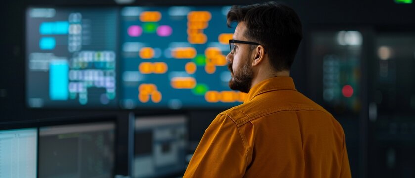 Management, project manager with task boards and schedules, organized workflow, Watercolor style