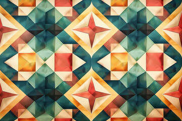 A mesmerizing kaleidoscope of geometric patterns in vibrant colors creates an enchanting visual with its symmetry and depth.