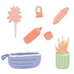 Vector Set of School Stationery Supplies flat design