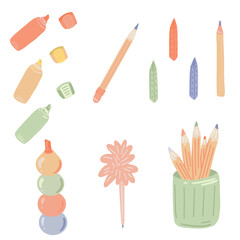 Vector Set of School Stationery Supplies
