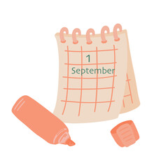 1st September back to school set with calendar and marker