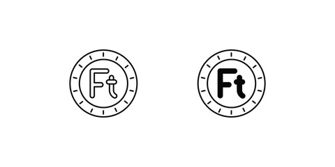 forint set icon with white background vector stock illustration
