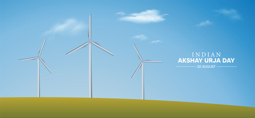 Indian Akshay Urja Day 20 August Wind Energy vector poster