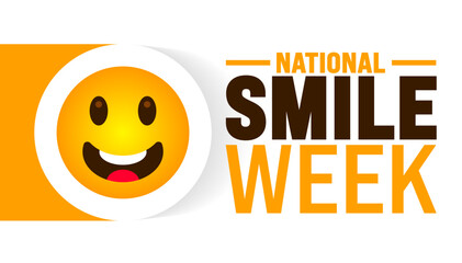 National Smile Week is observed every year in August. Holiday concept. Template for background, banner, card, poster, placard, design template with unique shapes with standard color.
