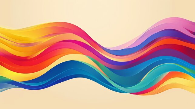 Colorful LGBTQ+ Banner with Flowing Rainbow Waves for Design, Print, Card, or Poster
