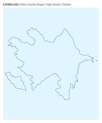 Azerbaijan plain country map. High Details. Outline style. Shape of Azerbaijan. Vector illustration.