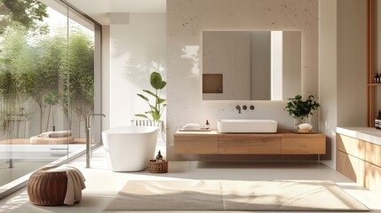 Fototapeta premium Stylish white sink in modern bathroom interior