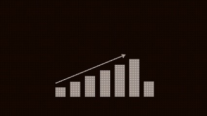  business graph chart icon  white color 4k illustration on black background.  growth concept white arrow.