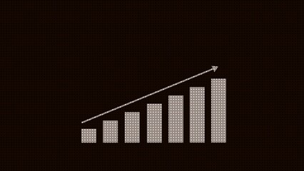  business graph chart icon  white color 4k illustration on black background.  growth concept white arrow.
