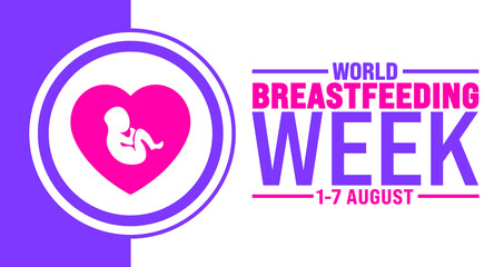 World Breastfeeding Week is observed every year in August. Holiday concept. Template for background, banner, card, poster, placard, design template with unique shapes with standard color.