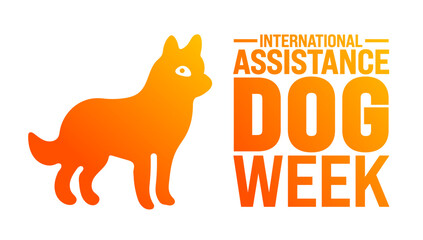International Assistance Dog Week is observed every year in August. Holiday concept. Template for background, banner, card, poster, placard, design template with unique shapes with standard color.