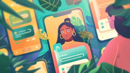 Sleek Language Exchange App Interface with Video Calls and Text Chat Features for Interactive Learning