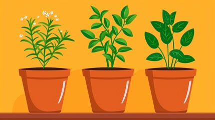 Obraz premium Growing herbs, balanced propagation methods, flat design illustration