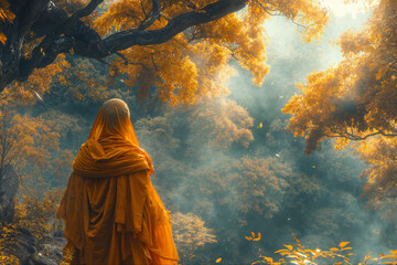 Buddhist monk in nature