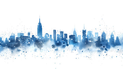 Fototapeta premium Technology city with skyscrapers flat abstract blue illustration isolated on white background