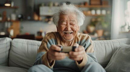 People who spend their free time by playing games ,Elderly playing games in an internet cafe.