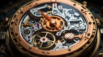 Obraz premium Closeup of a Complex Mechanical Watch Movement