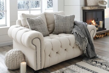 Cozy Living Room with Sofa and Throw Blanket or Pillows Design Ideas inspiration ideas