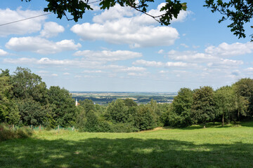 Landscape with trees and mountains. Beautiful green valley in the mountains. Mountain background. Hiking and traveling. High quality photo